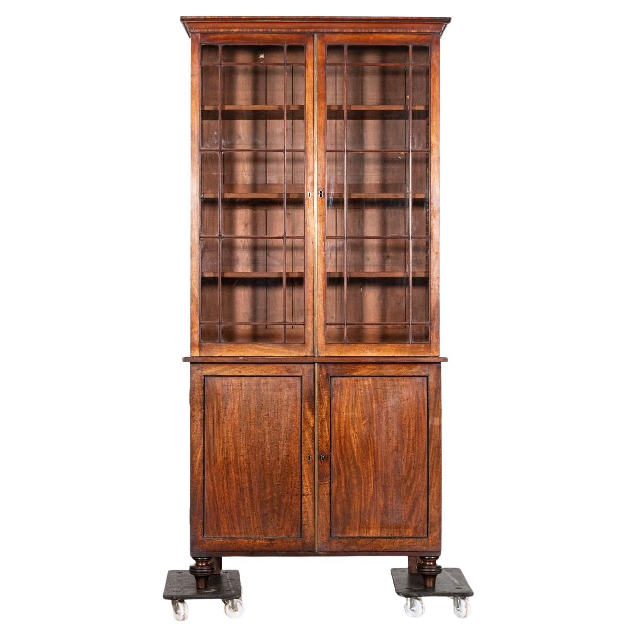 19. Jahrhundert Englisches glasiertes Mahagoni Bücherregal Vitrine
