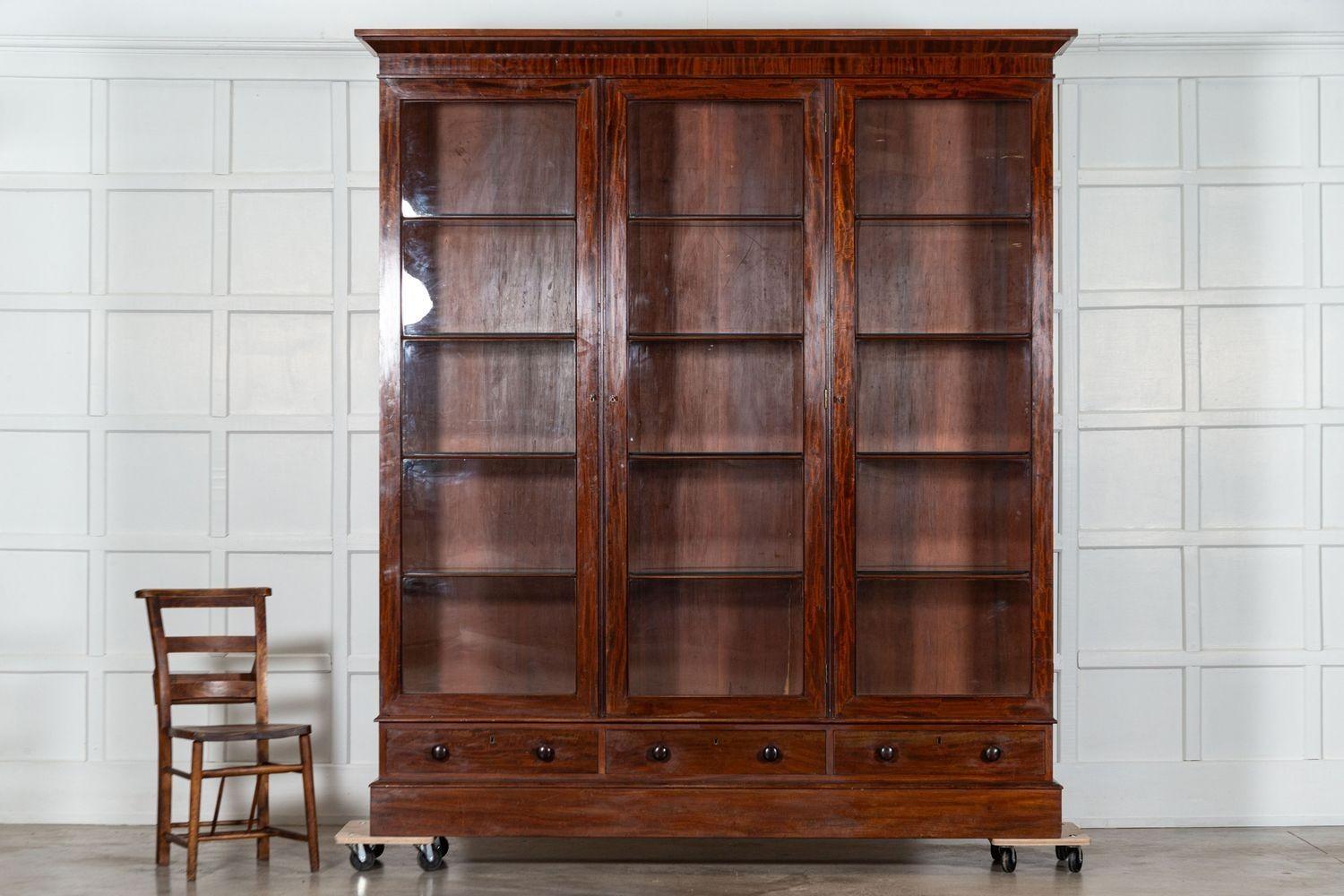 Mogano Cabinet Vitrine in mogano smaltato inglese del XIX secolo in vendita