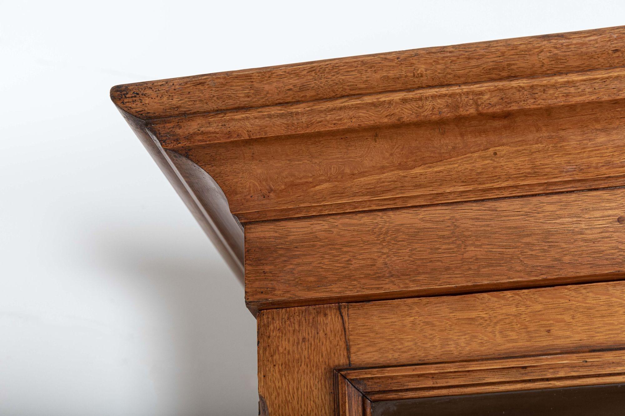 19thC English Glazed Oak Bookcase Cabinet For Sale 6