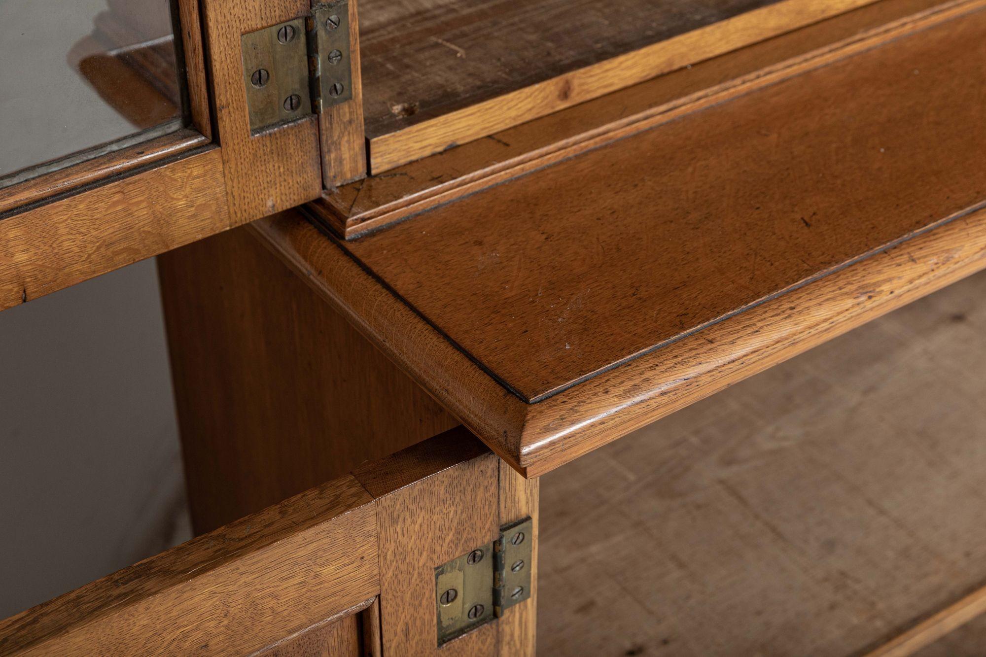 19thC English Glazed Oak Bookcase Cabinet For Sale 12