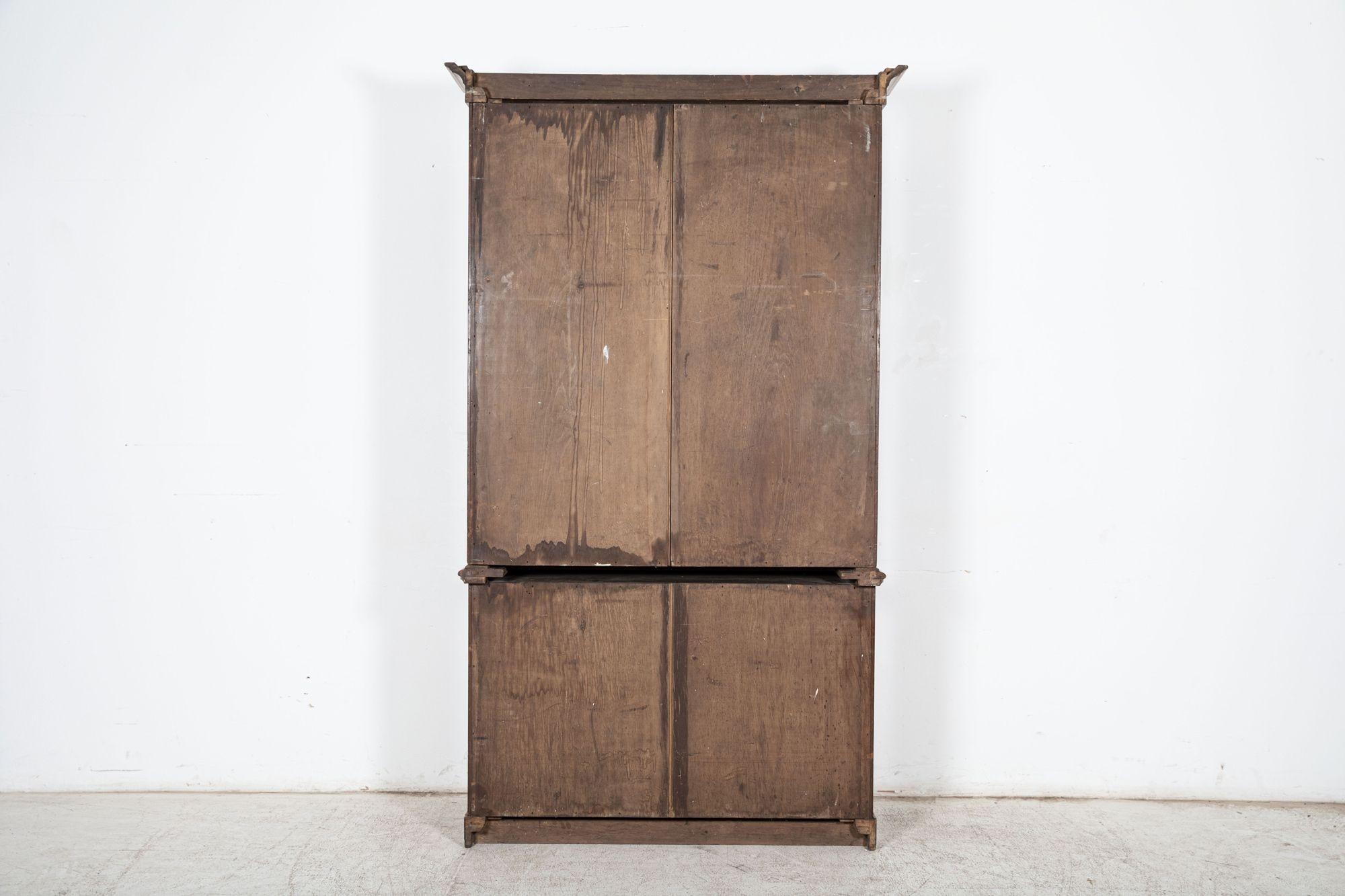 19thC English Glazed Oak Bookcase Cabinet For Sale 16
