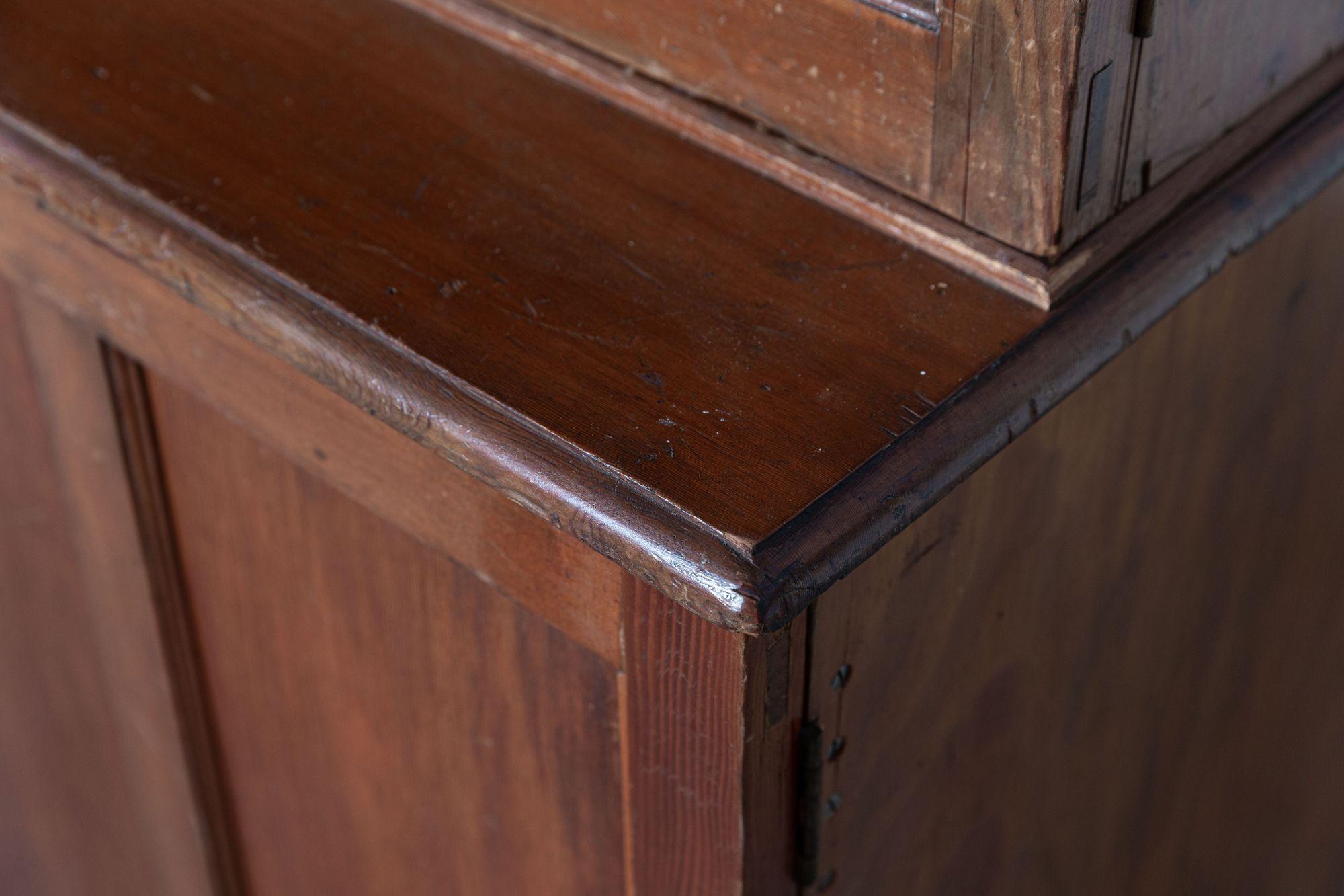 19th C, English Glazed Pine Bookcase / Vitrine Cabinet For Sale 9
