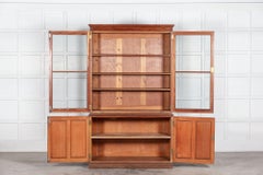 19th C, English Glazed Pine Bookcase / Vitrine Cabinet