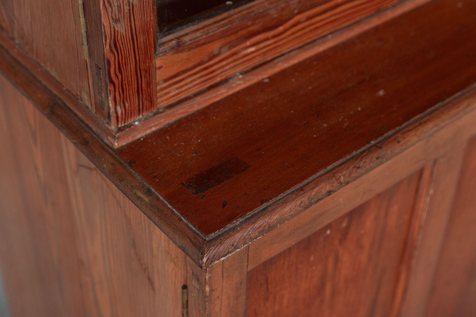 19th C, English Glazed Pine Bookcase / Vitrine Cabinet For Sale 5