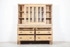 19th C English Glazed Pine Housekeepers Cabinet