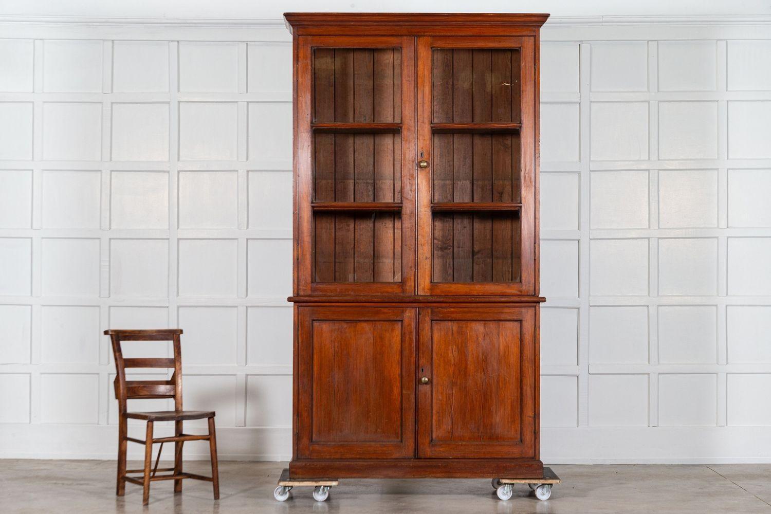 19thC English Glazed Pine Housekeepers Cupboard For Sale 10