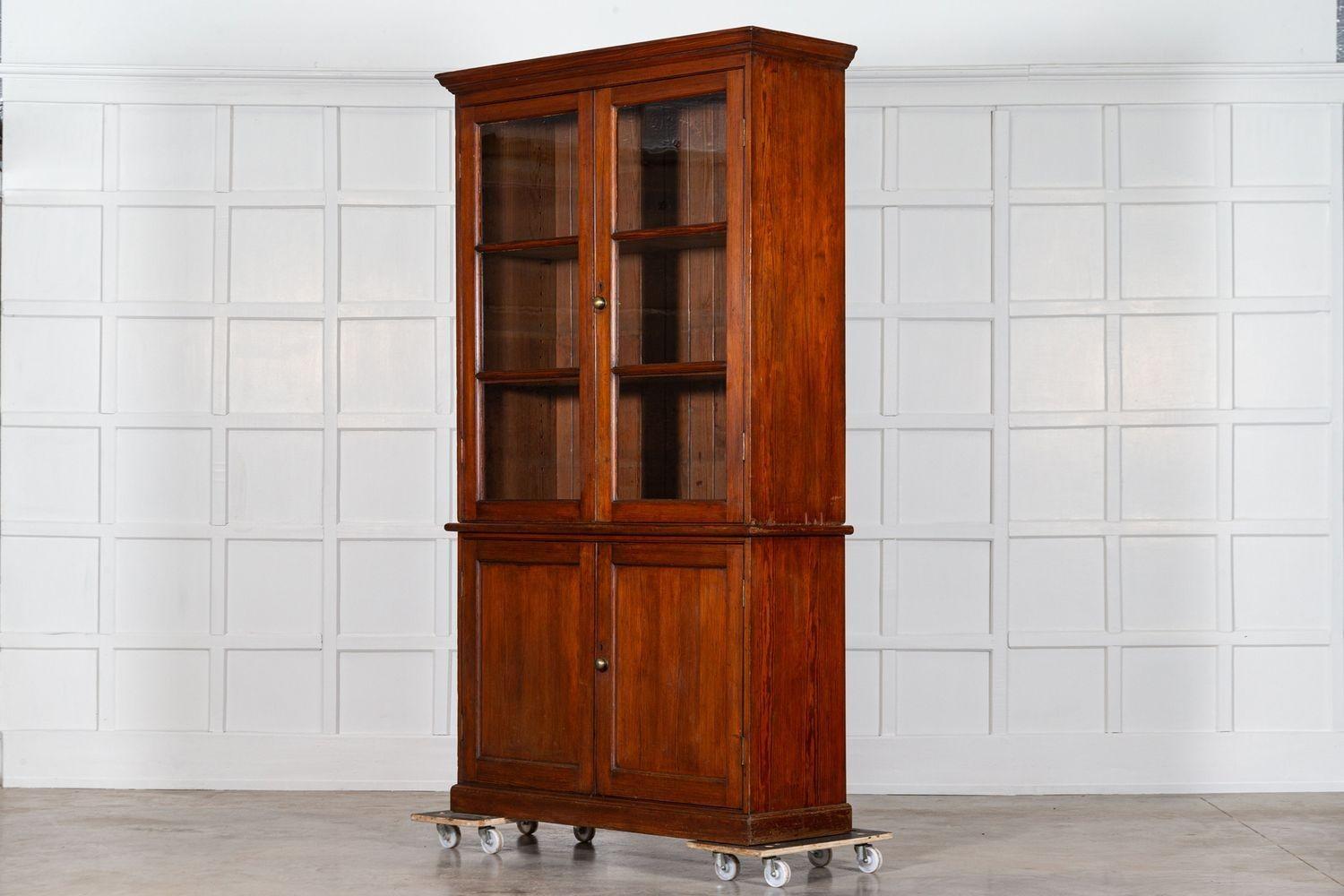 19thC English Glazed Pine Housekeepers Cupboard For Sale 11