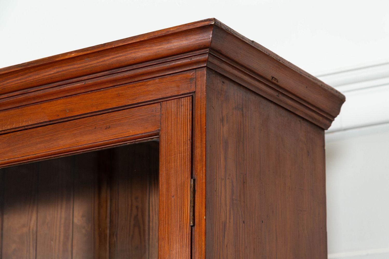 19th Century 19thC English Glazed Pine Housekeepers Cupboard For Sale