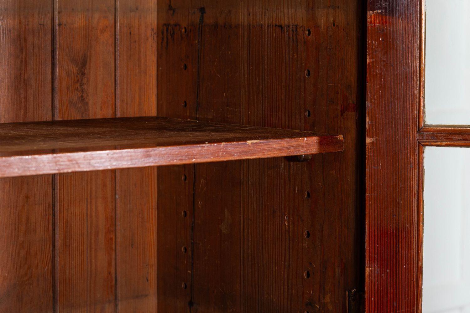 19thC English Glazed Pine Housekeepers Cupboard For Sale 3