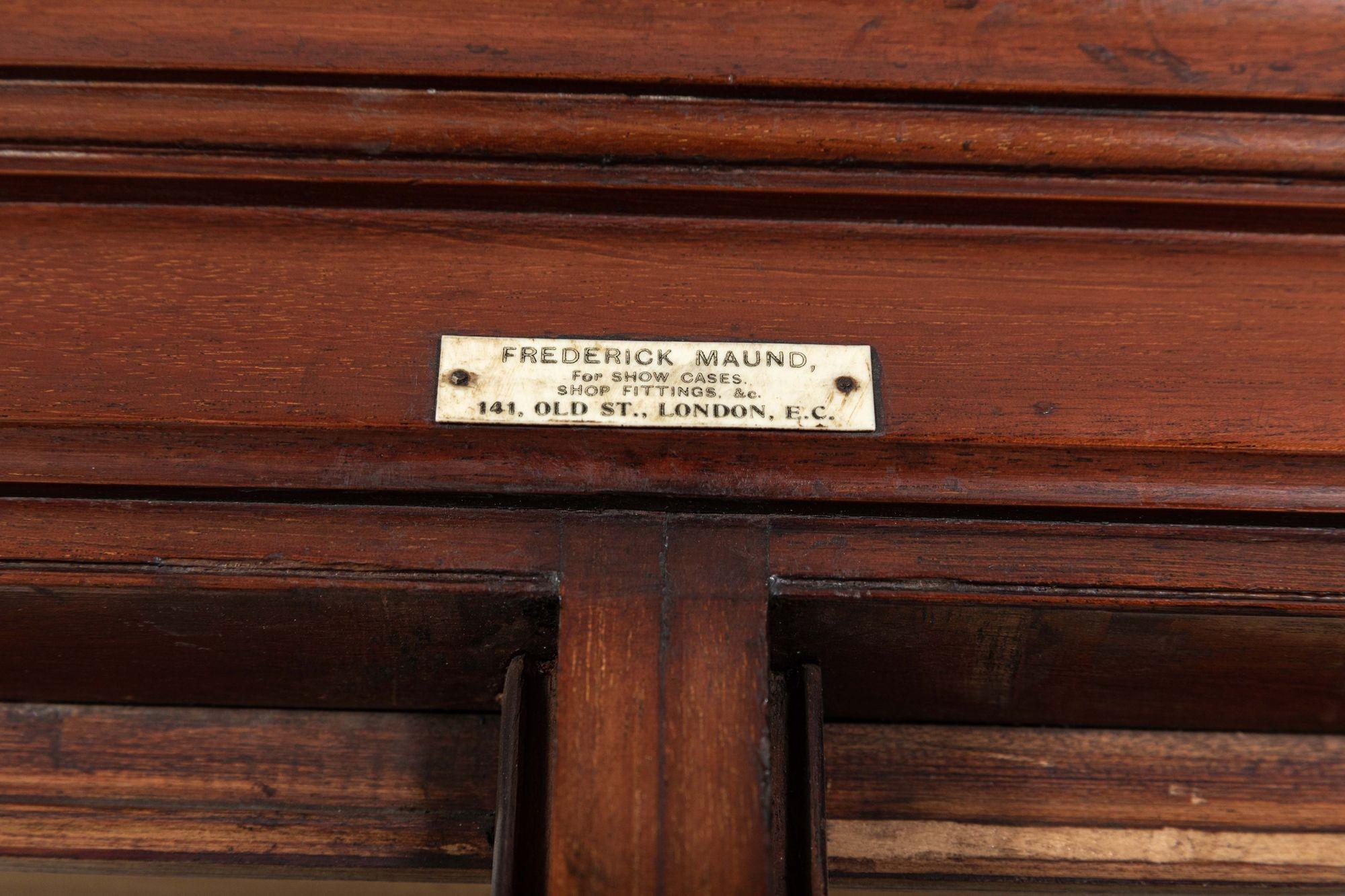 19th C English Glazed Shop Fitters Mahogany Display Cabinet For Sale 4