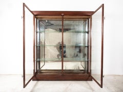 19th C English Glazed Shop Fitters Mahogany Display Cabinet