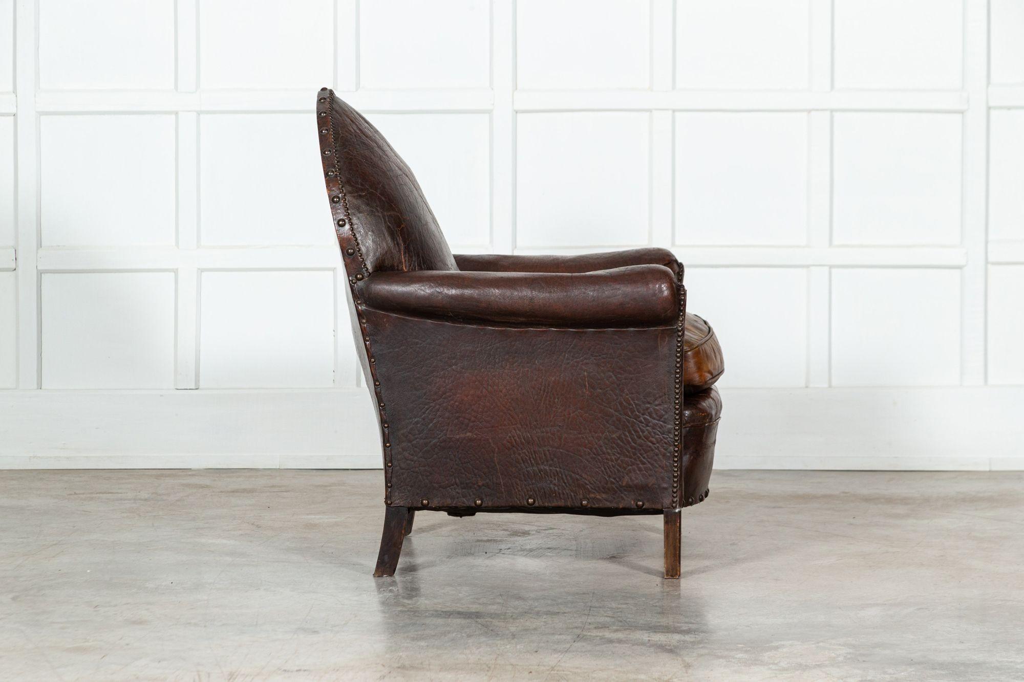 19th Century English Gothic Leather Armchair For Sale 2