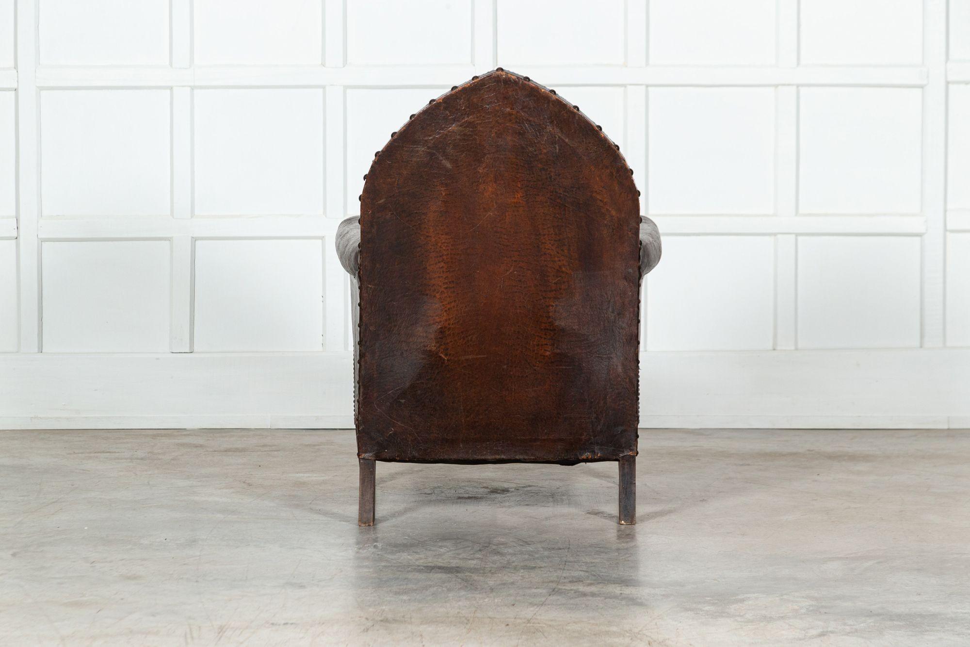 19th Century English Gothic Leather Armchair For Sale 4