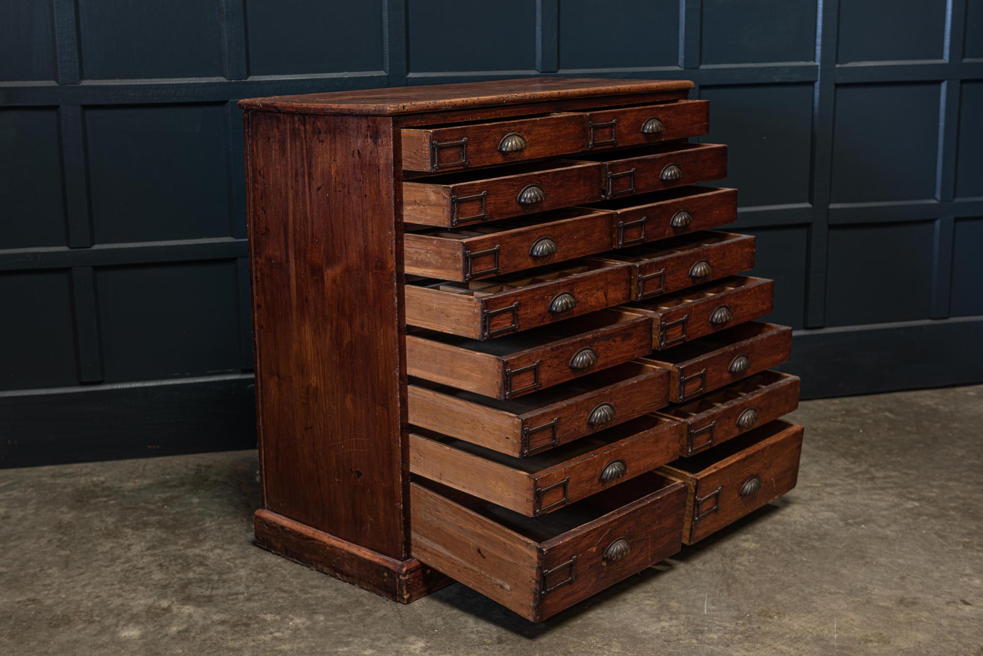 19th Century English Haberdashery Workshop Bank of Drawers In Good Condition In Staffordshire, GB