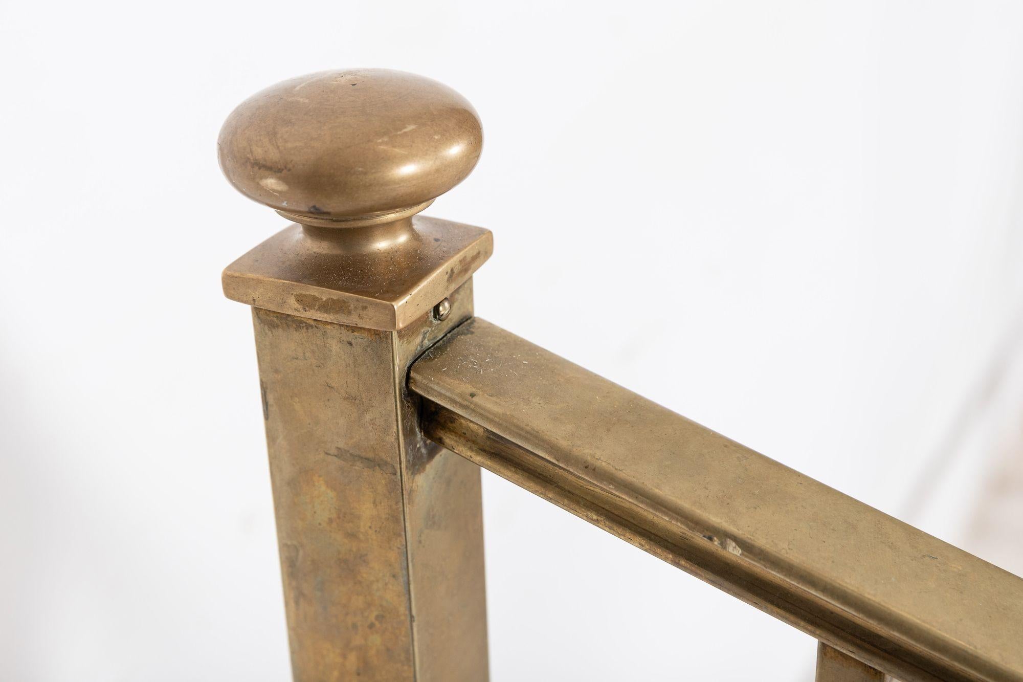 19th C English Half Tester Double Brass Bed Frame For Sale 7
