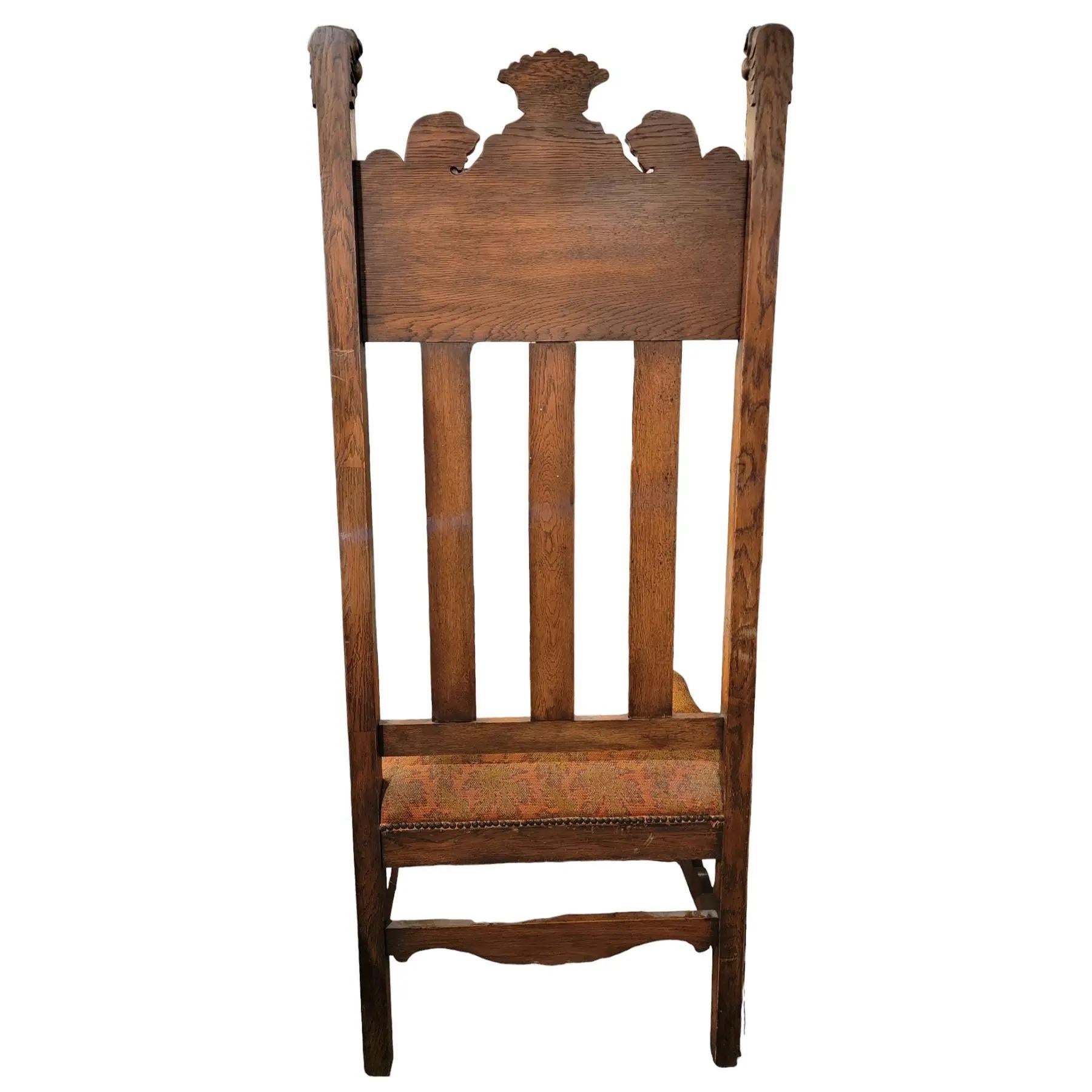 Adirondack 19thc English Hand Carved Wooden Kings Chair For Sale