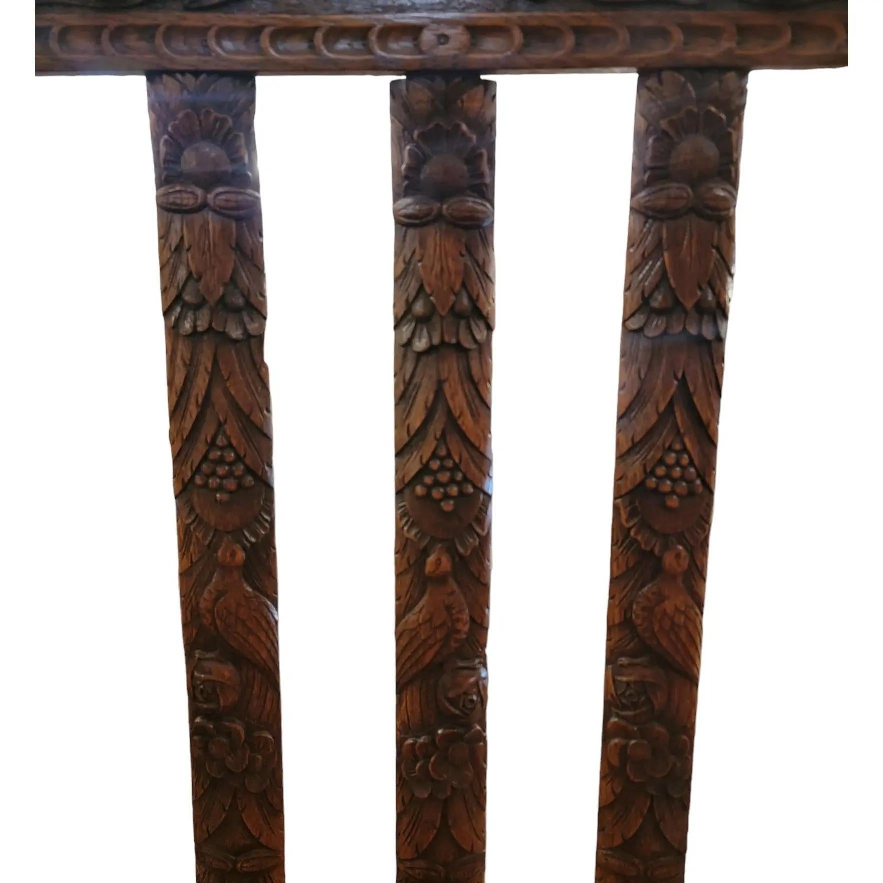 19th Century 19thc English Hand Carved Wooden Kings Chair For Sale