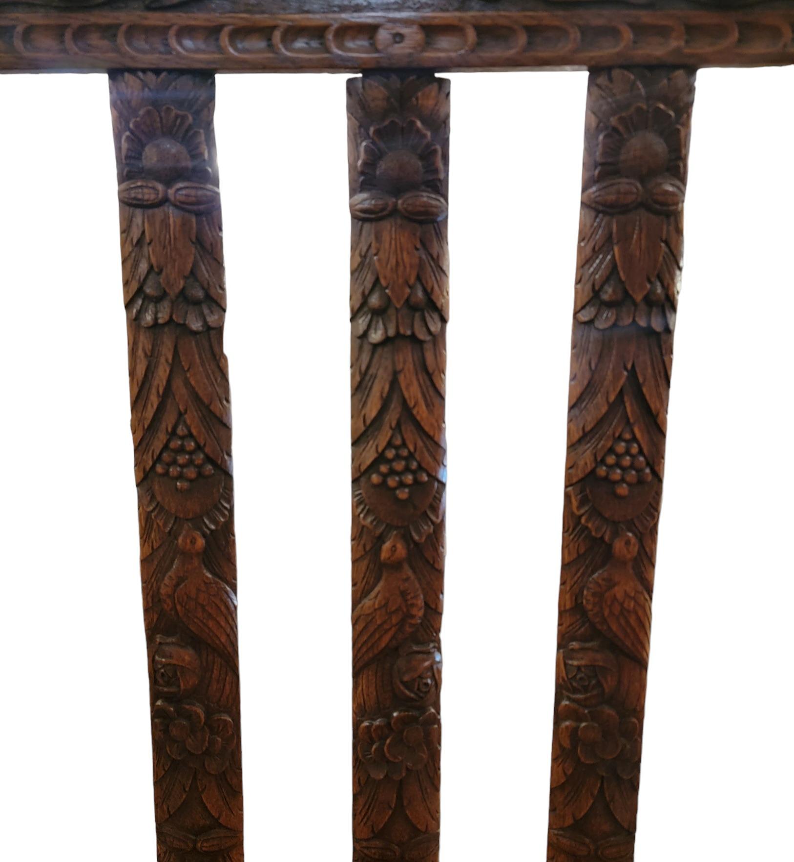19thc English Hand Carved Wooden Kings Chair For Sale 1