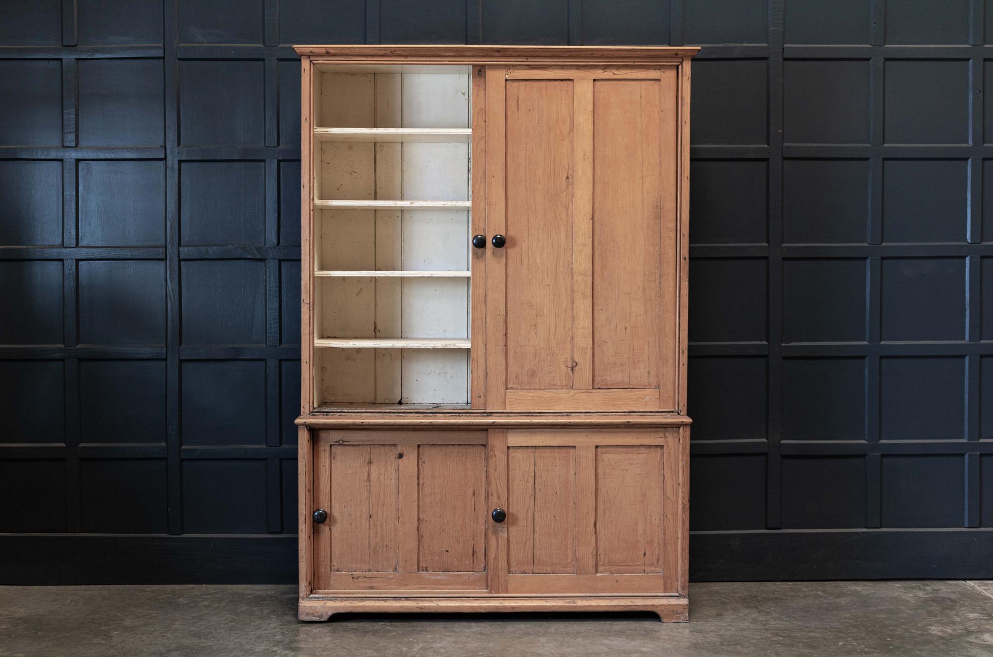 19th Century 19thC English Large Pine Housekeepers Cupboard