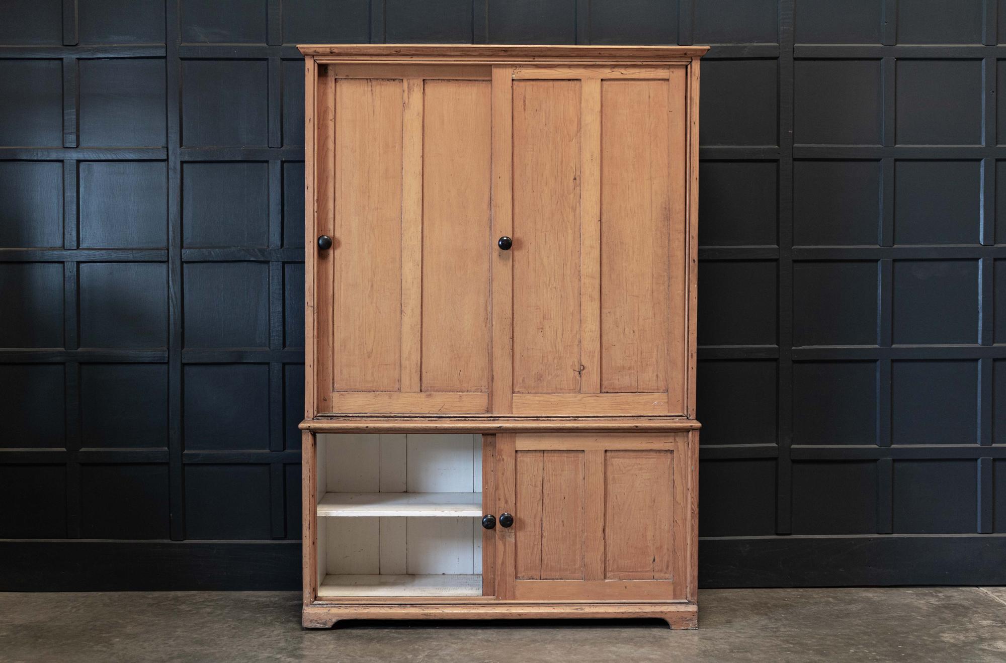 19thC English Large Pine Housekeepers Cupboard 2