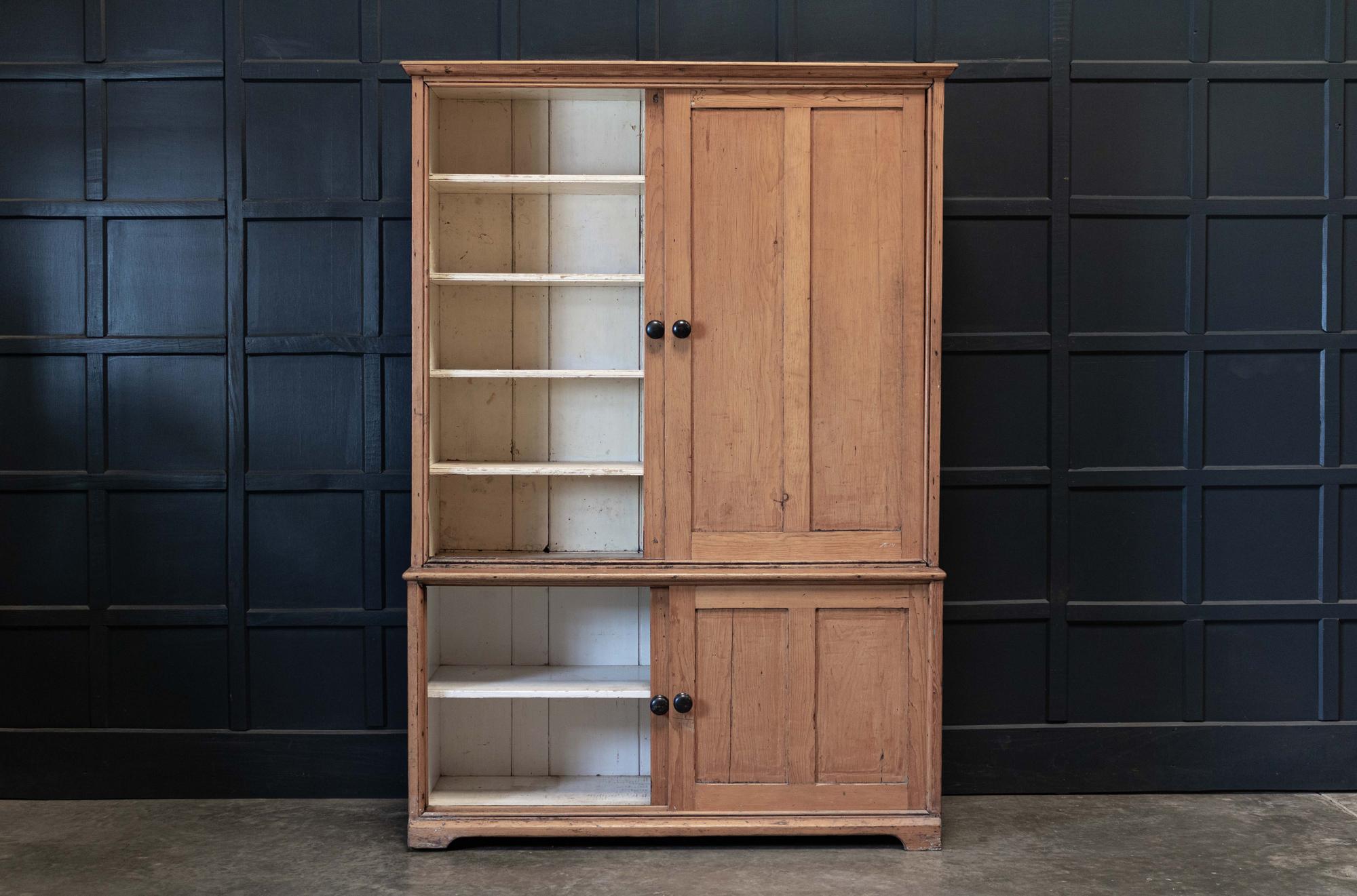 19thC English Large Pine Housekeepers Cupboard 3