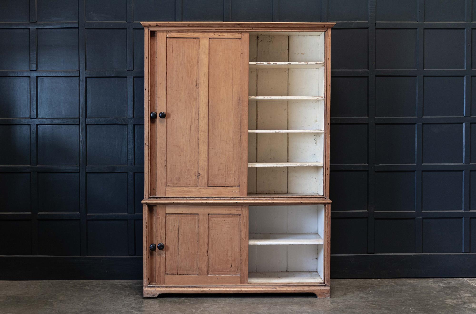 19thC English Large Pine Housekeepers Cupboard 4