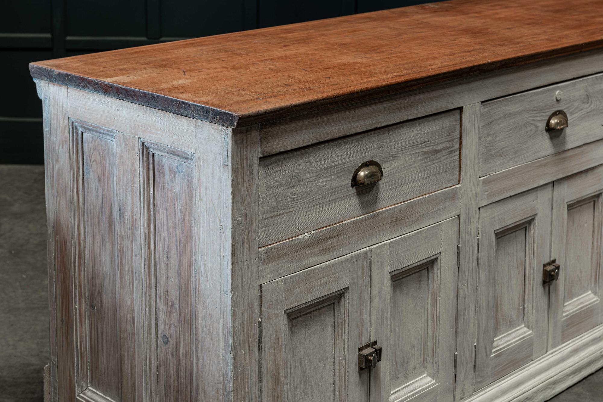 British 19th Century English Limewashed Pine Counter / Dresser Base / Sideboard