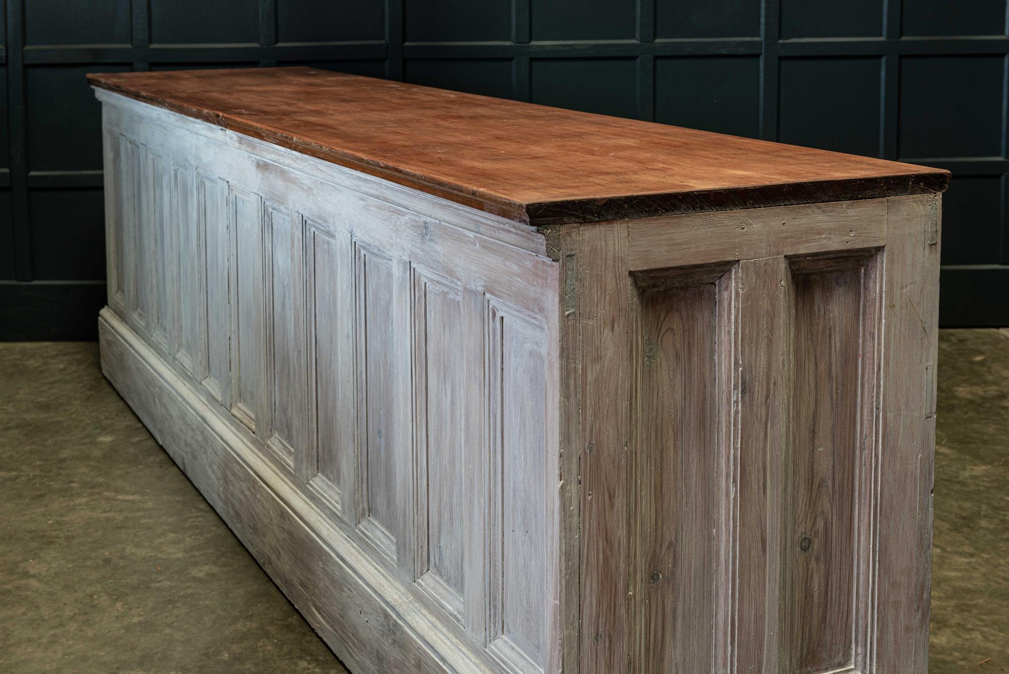 19th Century English Limewashed Pine Counter / Dresser Base / Sideboard 1