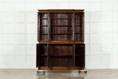 19thC English Mahogany Arched Glazed Bookcase Cabinet