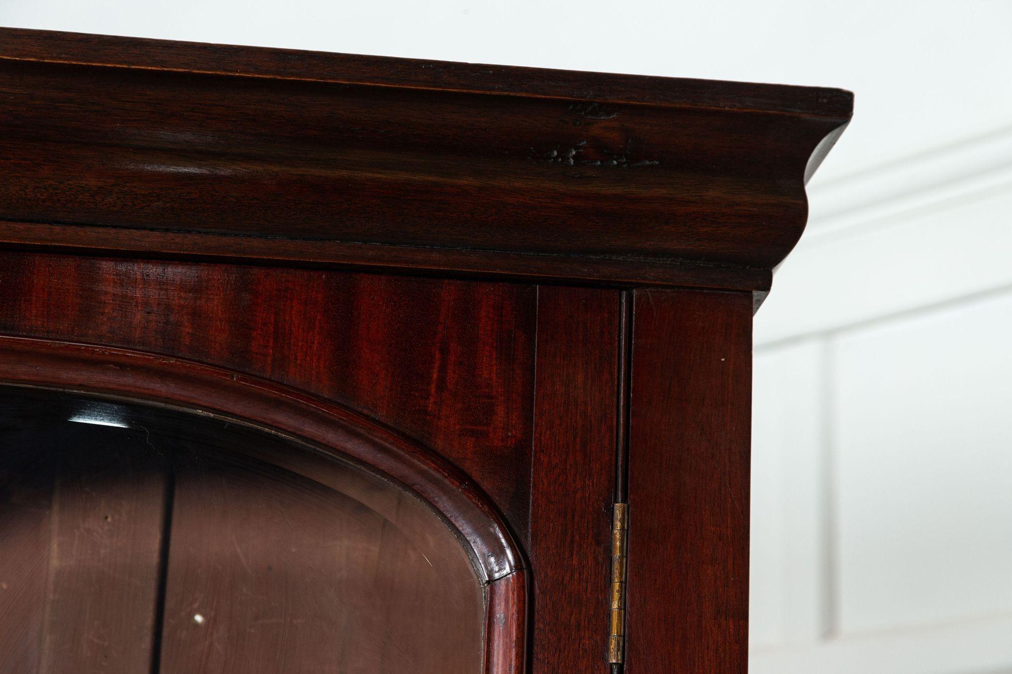 19th Century English Mahogany Arched Glazed Bookcase For Sale 9