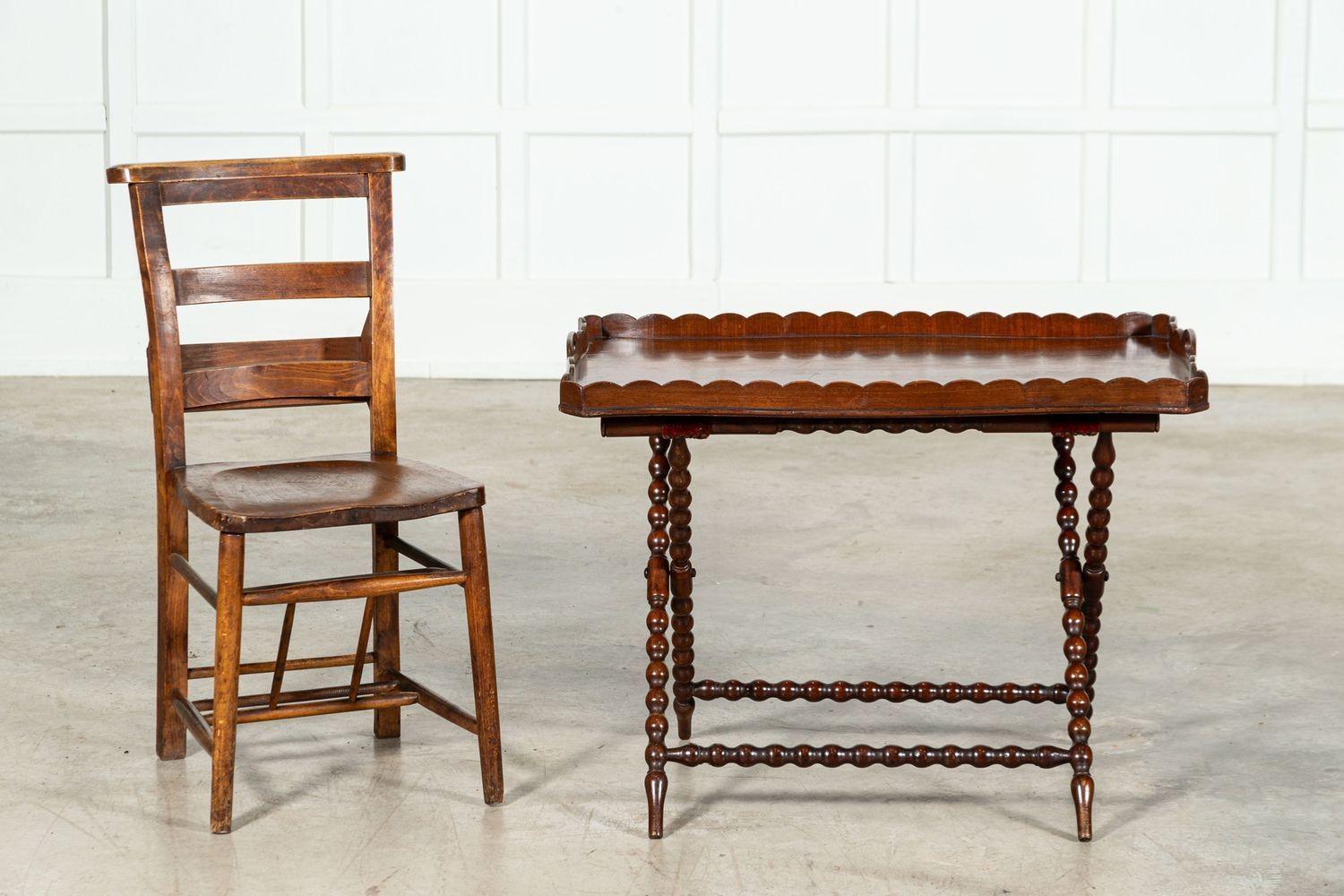 19thC English Mahogany Bobbin Butlers Tray & Stand For Sale 7