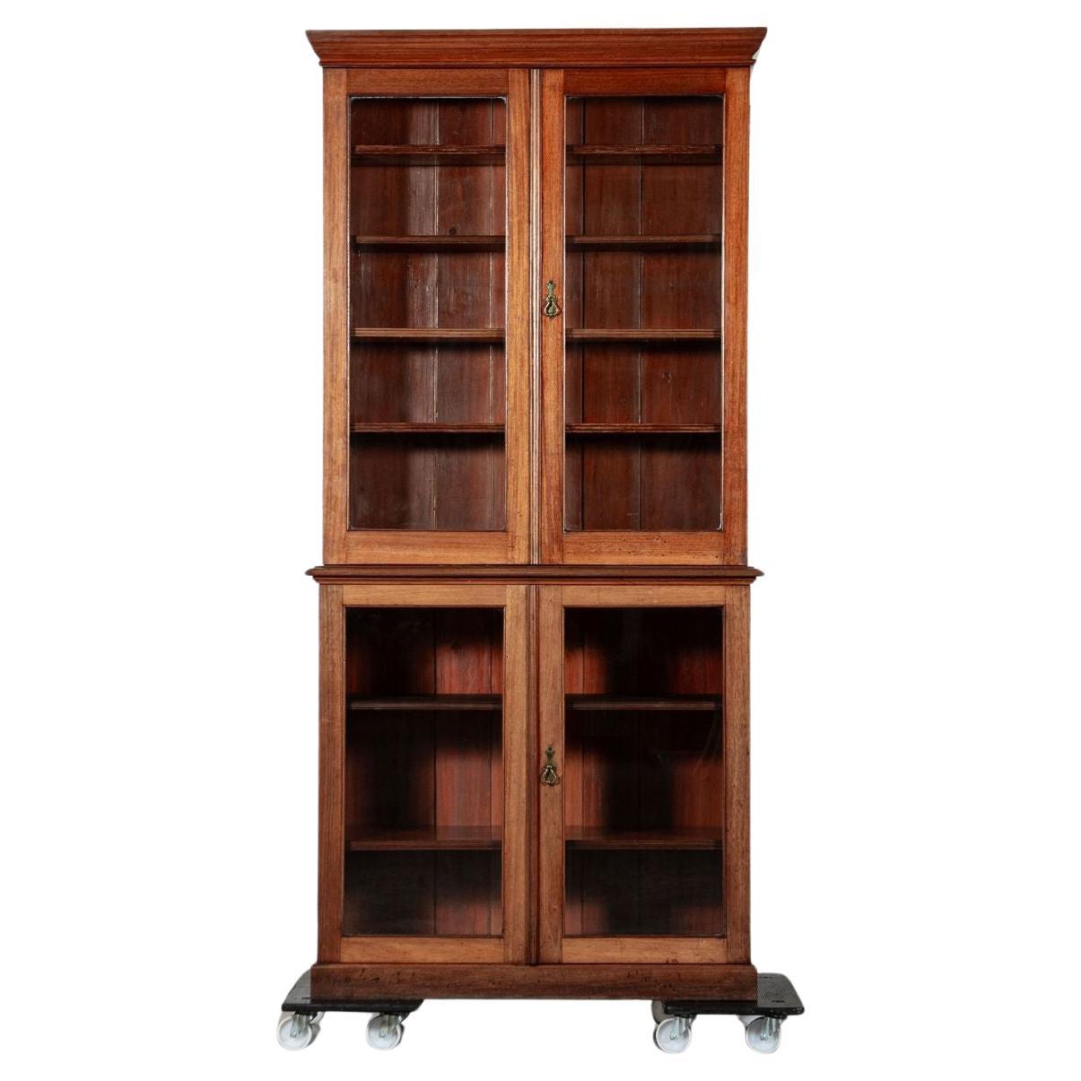 19thC English Mahogany Glazed Bookcase