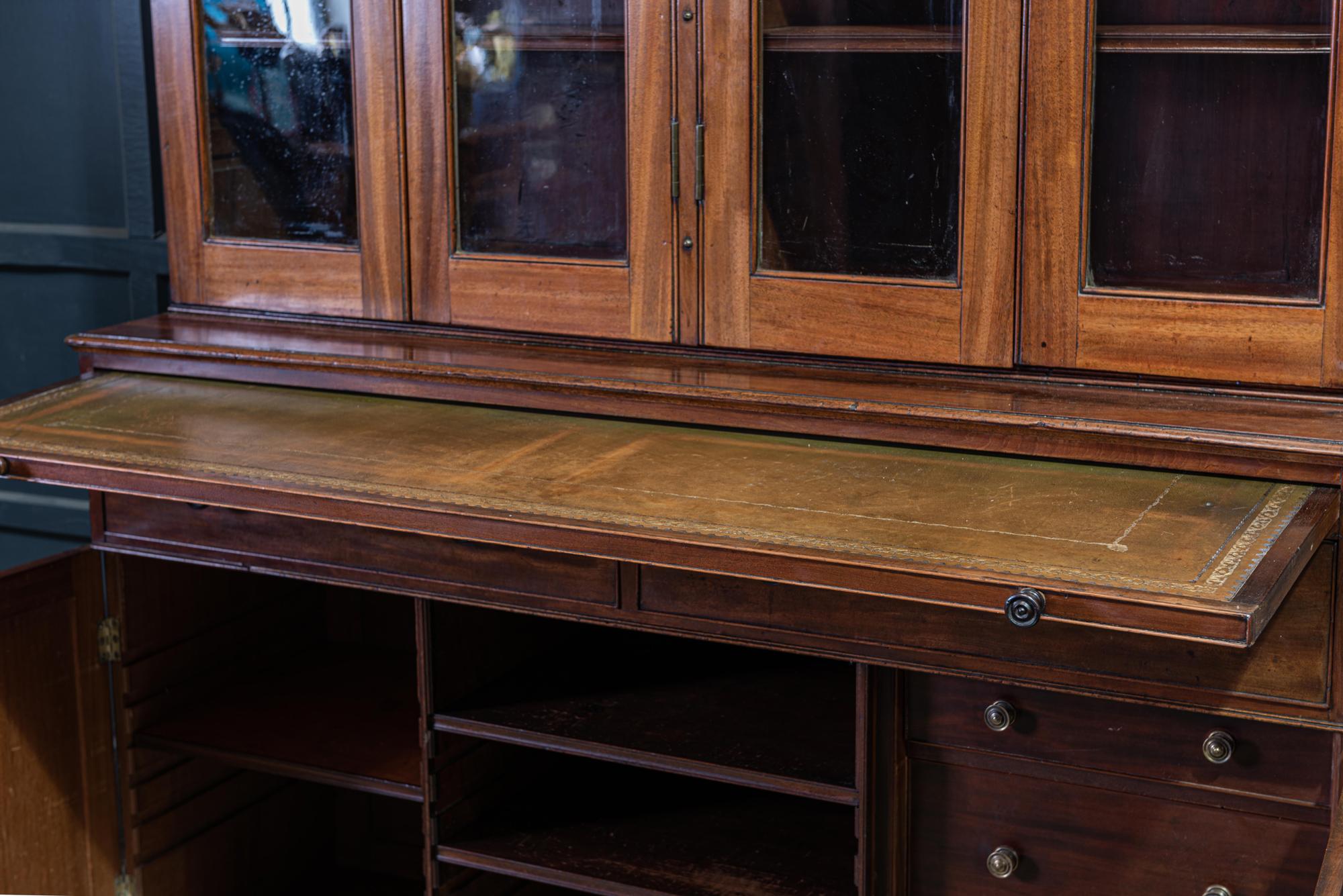 19th Century English Mahogany Glazed Secretaire Bookcase For Sale 7