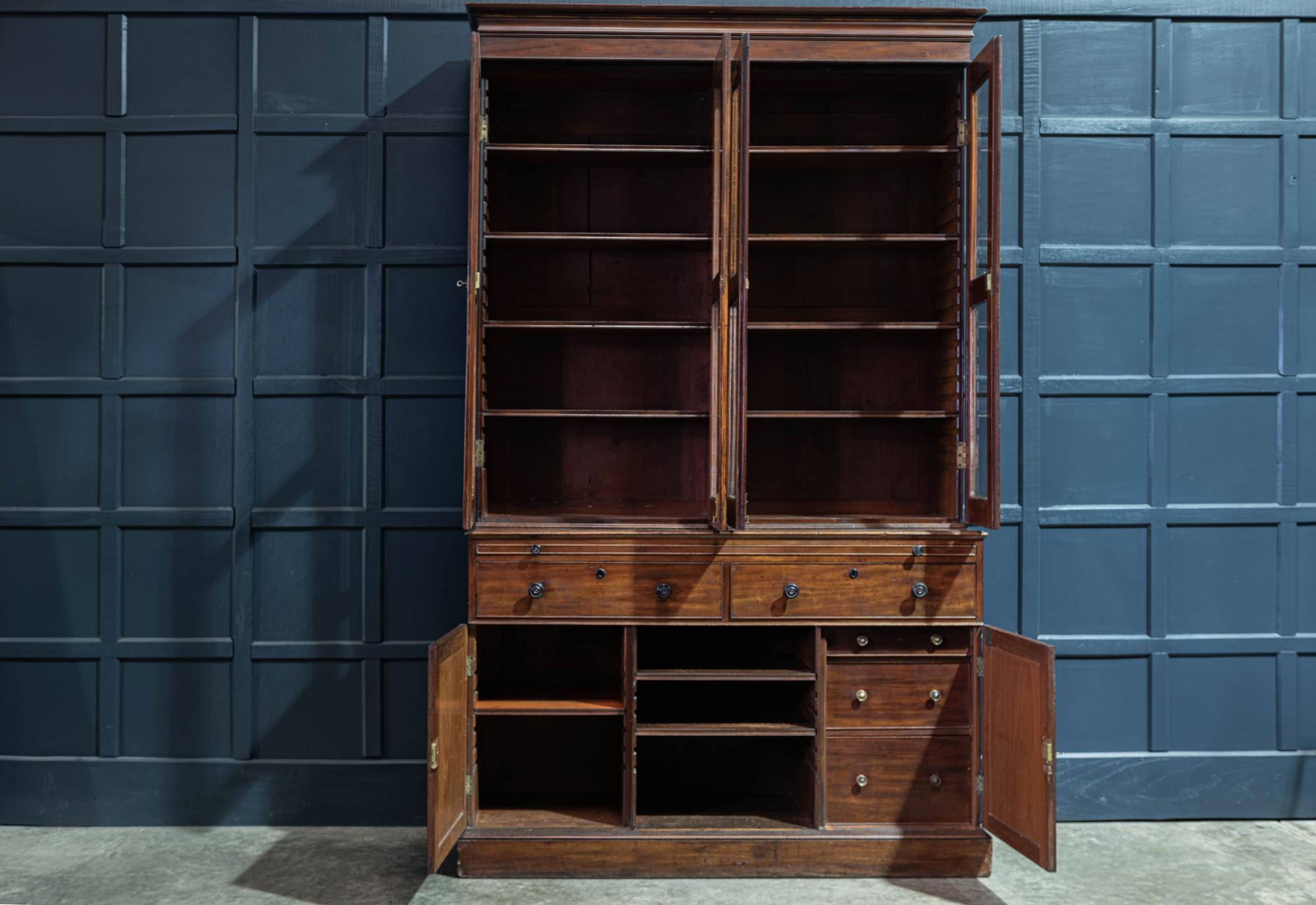 19th Century English Mahogany Glazed Secretaire Bookcase In Good Condition For Sale In Staffordshire, GB