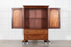19thC English Mahogany Linen Press