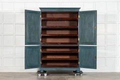 19thC English Mahogany Painted Linen Cabinet