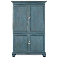 Antique 19thC English Mahogany Painted Linen Cabinet