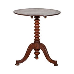 19thC English Mahogany Tilt Top Bobbin Occasional Table