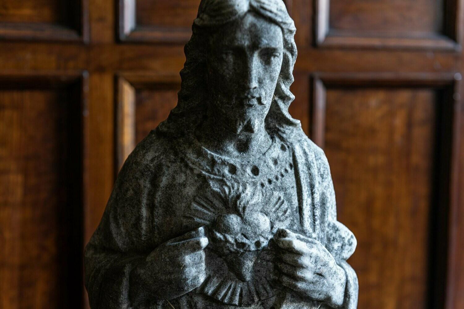 19th Century English Marble Statue of Jesus, Sacred Heart 2