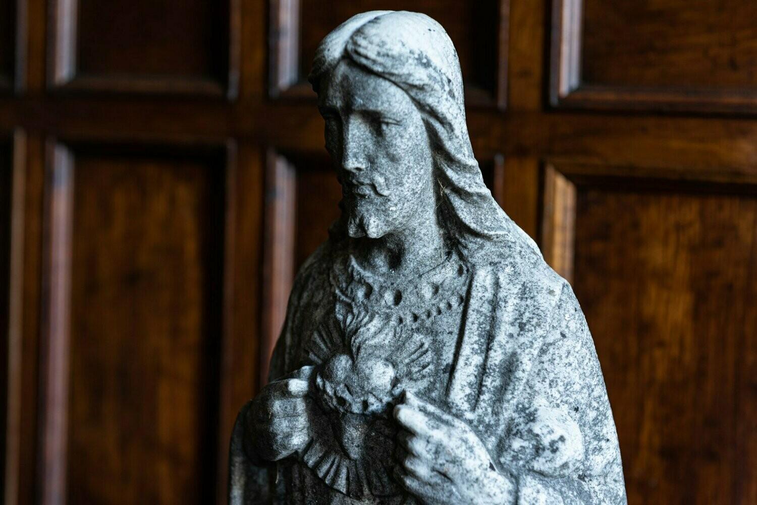 19th Century English Marble Statue of Jesus, Sacred Heart 3