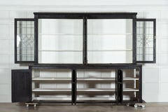 19thC English Monumental Ebonised Pine Glazed Dresser