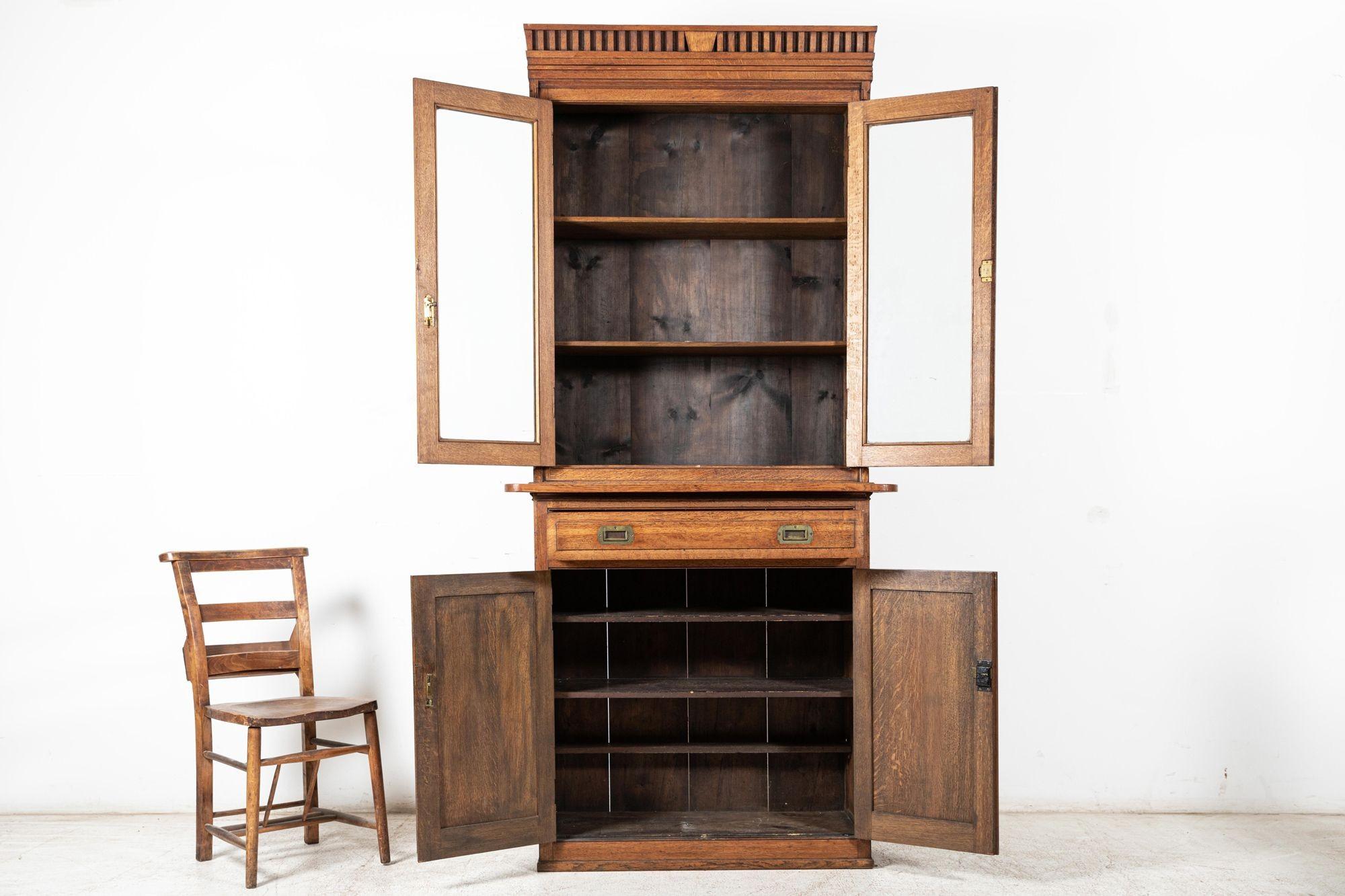 19th C English Oak Estate Bookcase Cabinet For Sale 14