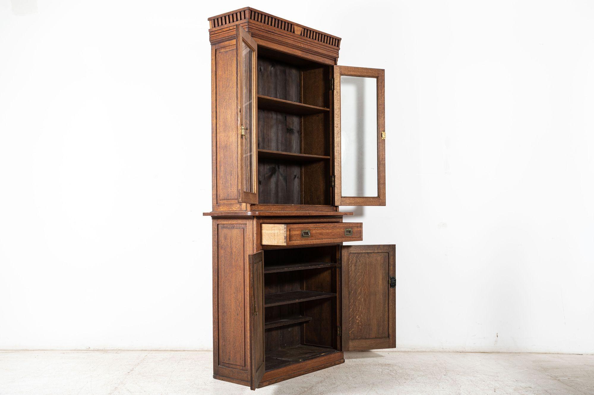 19th C English Oak Estate Bookcase Cabinet In Good Condition For Sale In Staffordshire, GB