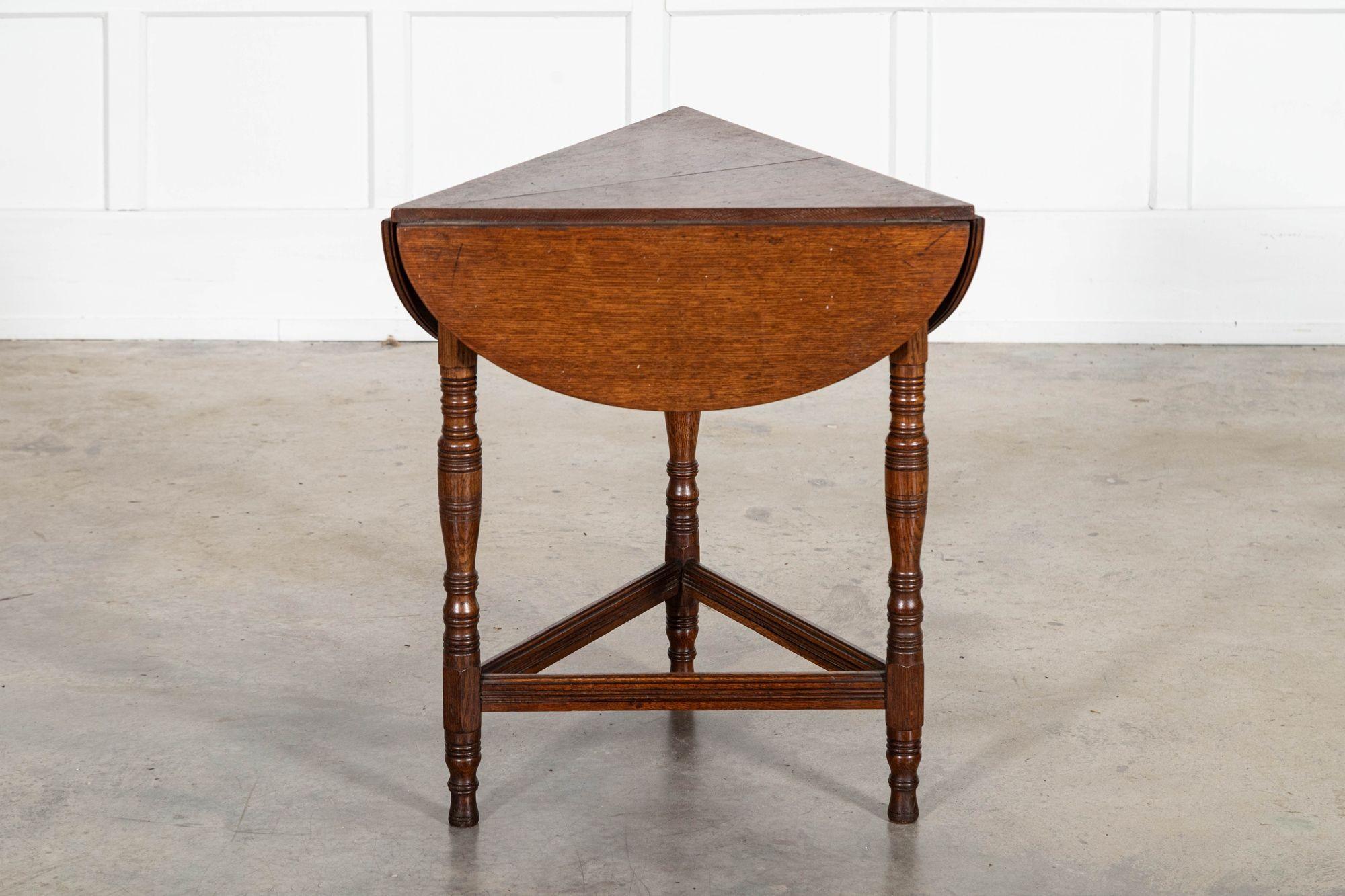 19thC English Oak Folding Cricket Table For Sale 9