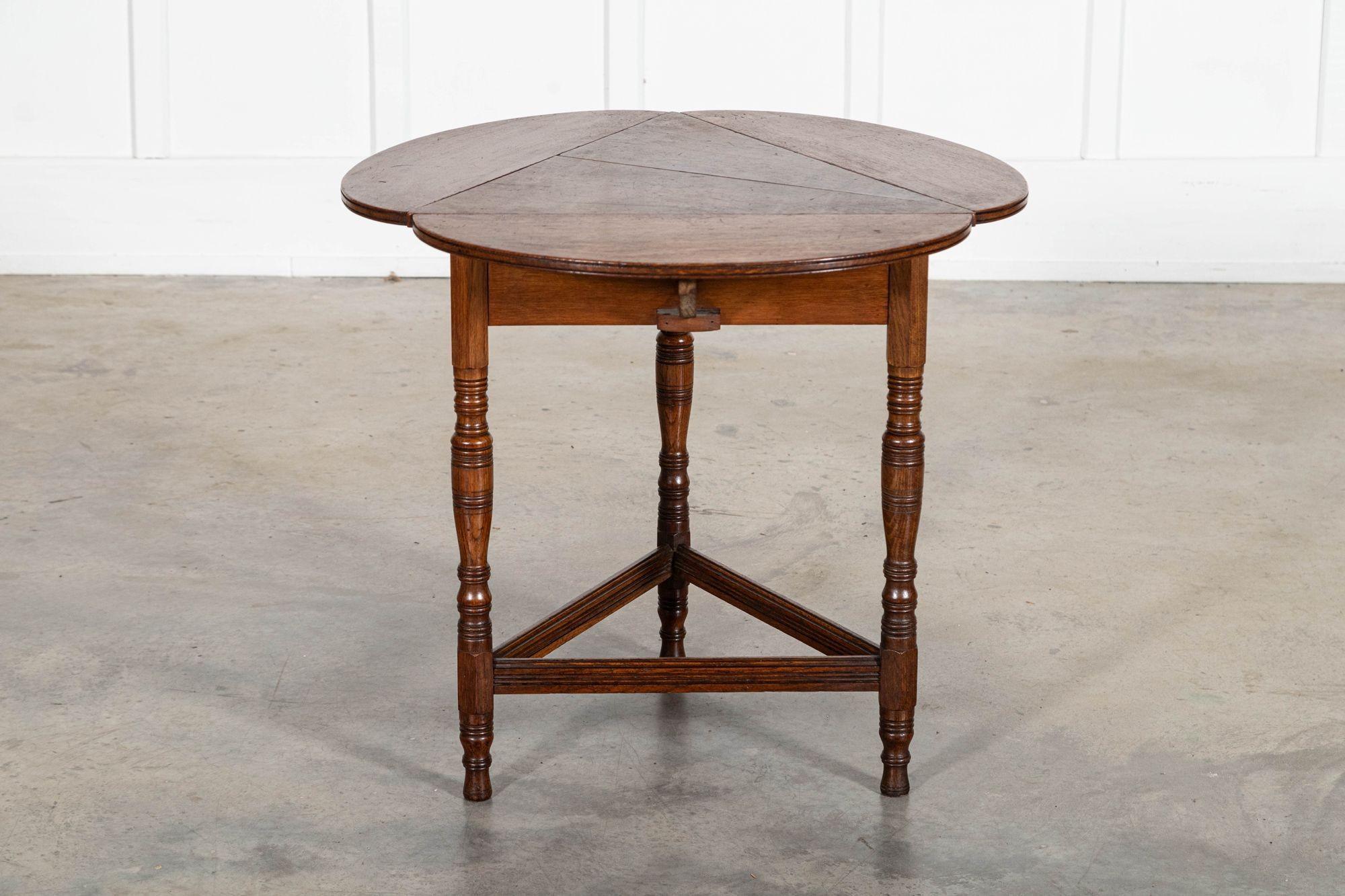 19thC English Oak Folding Cricket Table For Sale 1