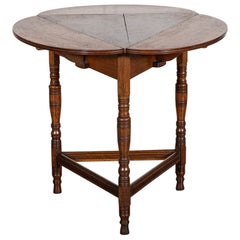 19thC English Oak Folding Cricket Table