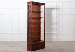 19thC English Oak Glazed Museum Display Cabinet