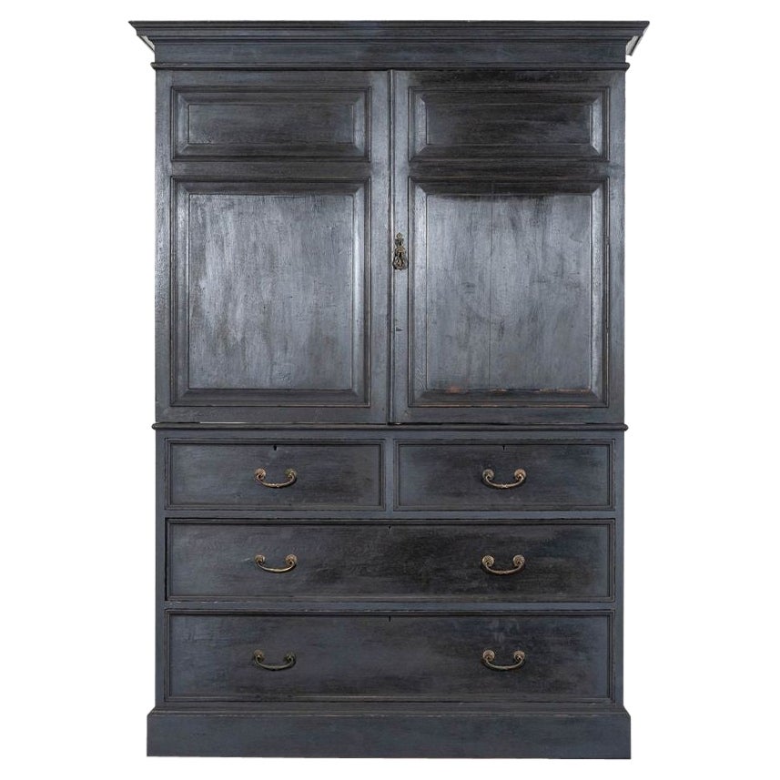 Pressa per biancheria dipinta in Oak inglese del XIX secolo