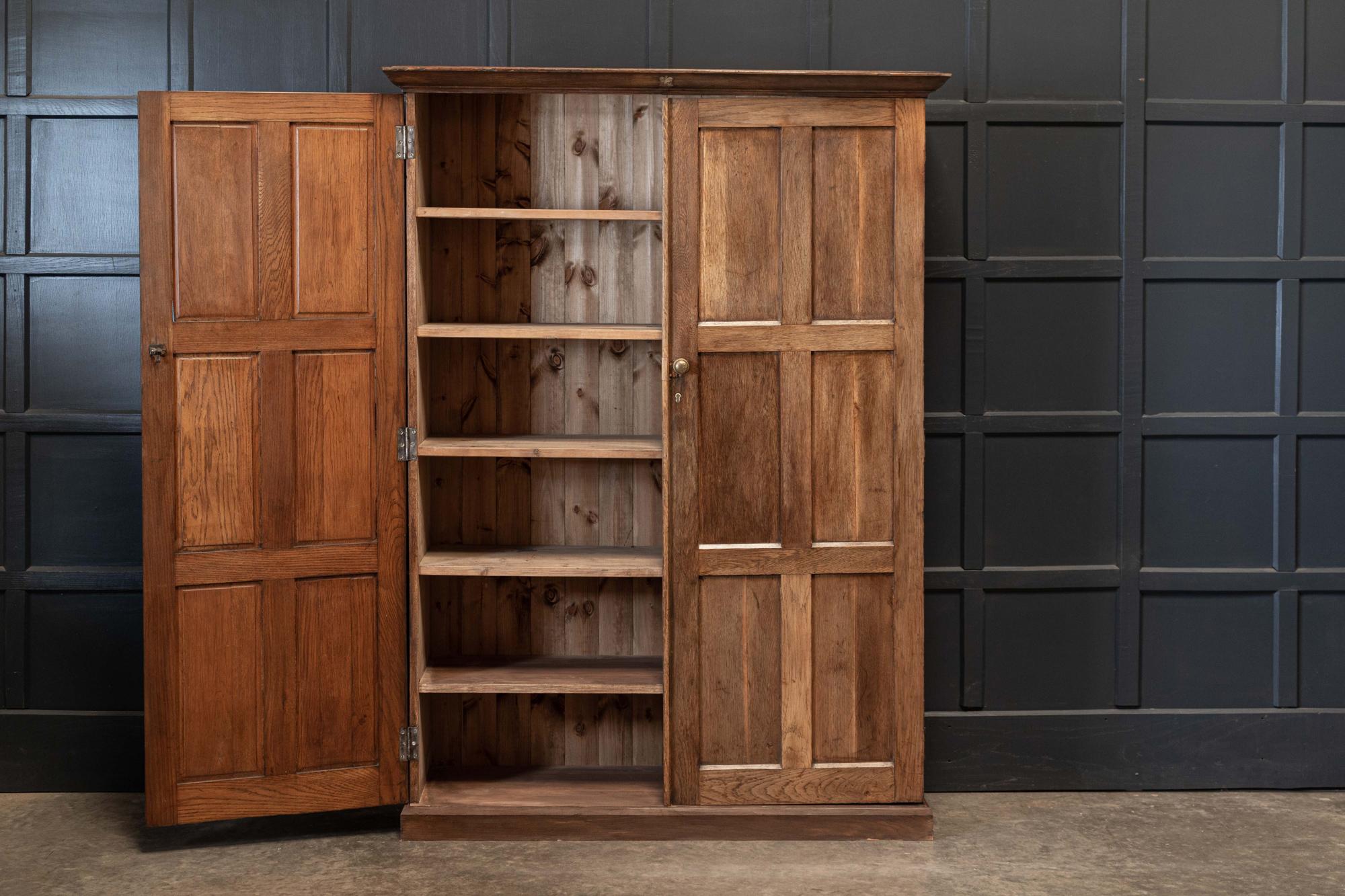 Late 19th Century 19thC English Oak Panelled Cupboard