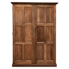 19thC English Oak Panelled Cupboard